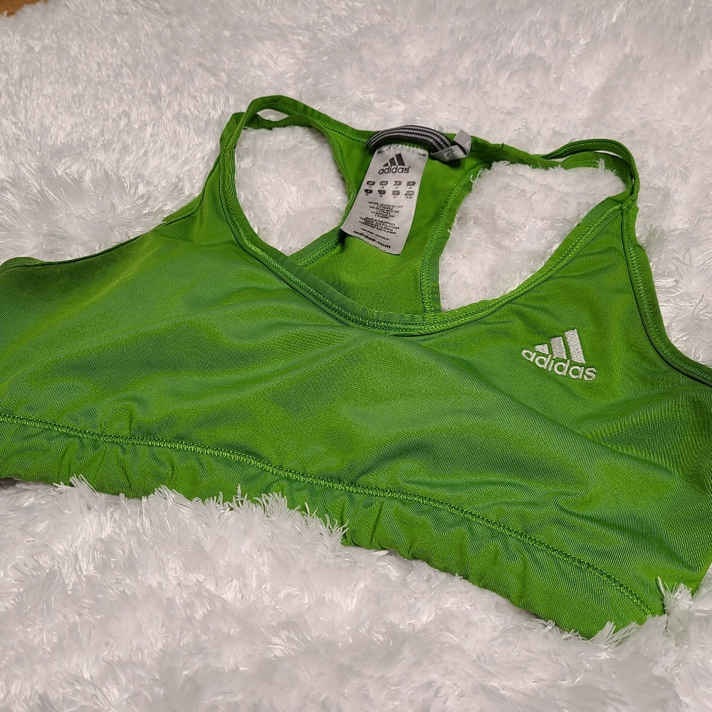 Adidas green athletic medium sports bra